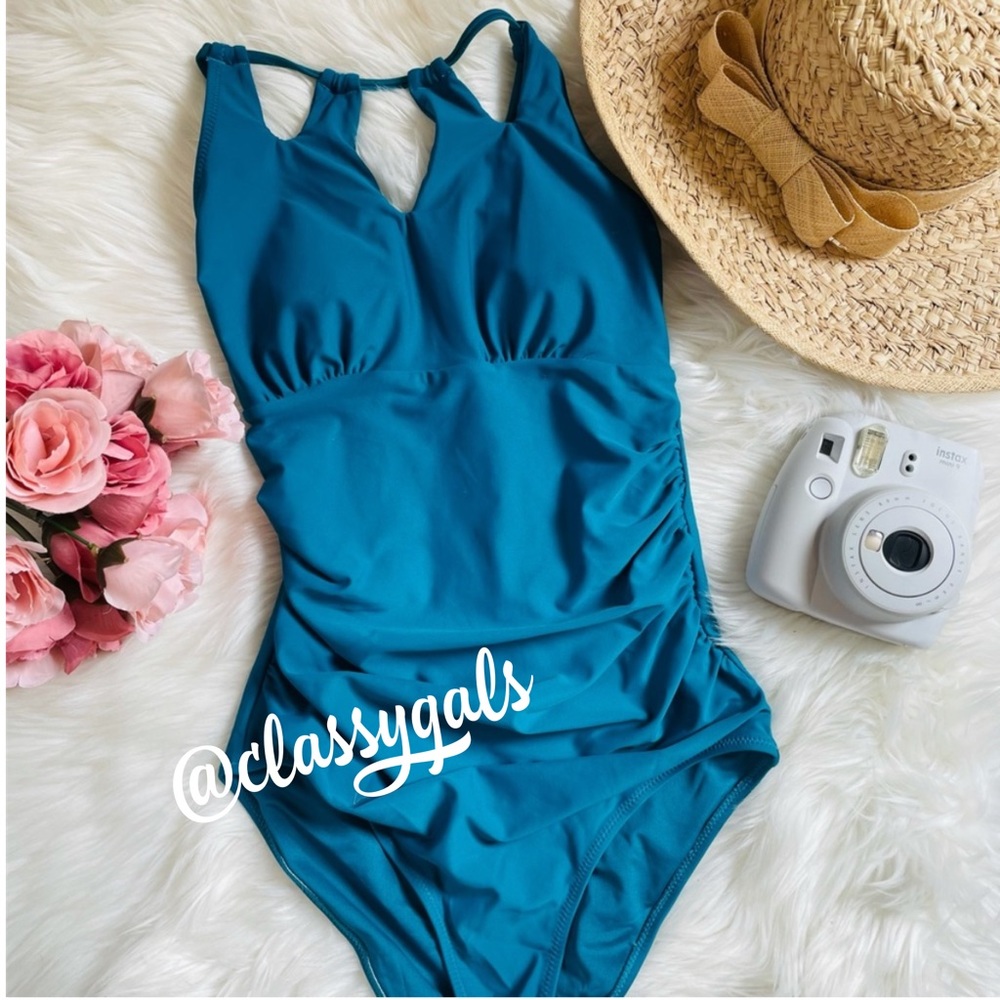 CUPSHE NWT Halter Lace-Up Back One Piece Swimsuit